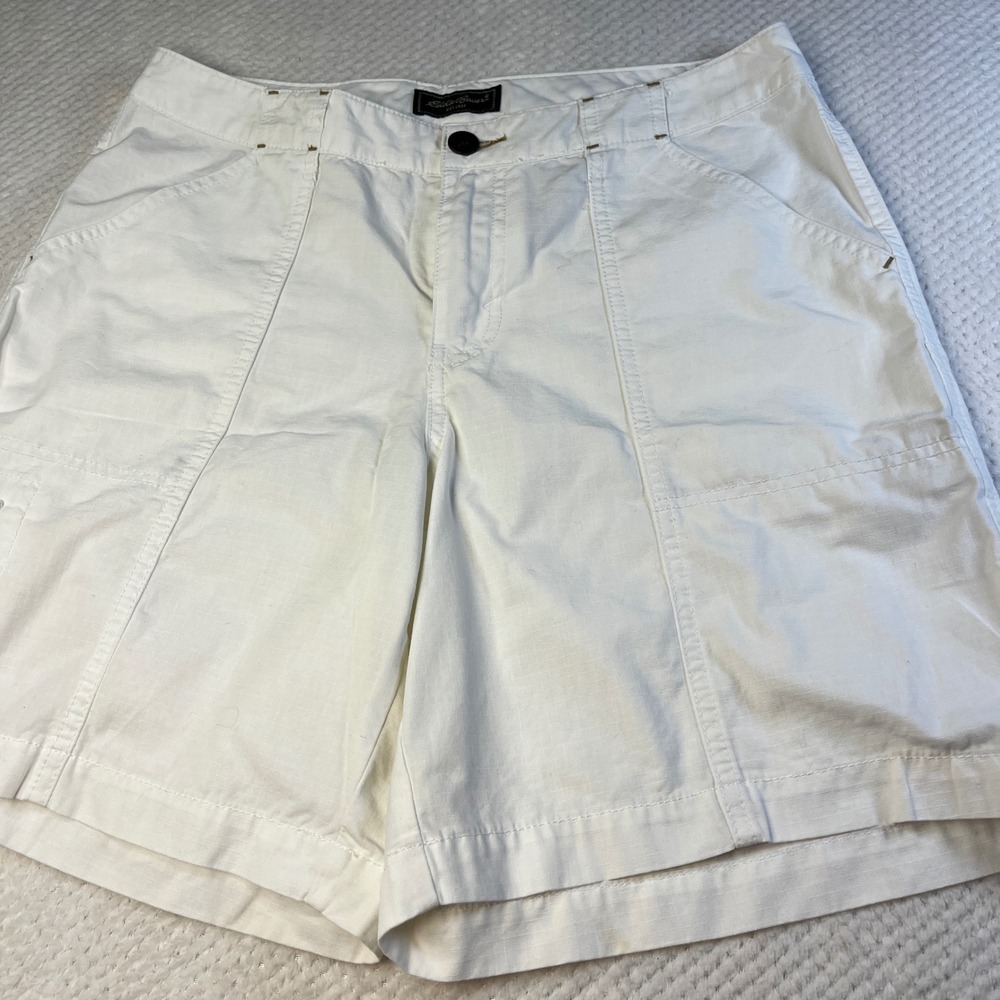 Eddie Bauer‎ White Cotton High Waist Utility Shorts Womens Size 8 NWT